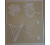 Dazzle Glitter Tattoos Irish themed wall / card making decor stencil A4 sheet rainbow & pots gold Leprechaun shamrock harp flexible Mylar plastic St.Patricks Day