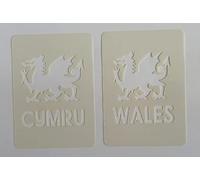 Dazzle Glitter Tattoos Welsh face Paint Stencils with Dragon & with Wales Underneath & Cymru Reusable Plastic 6 Nations Rugby