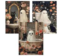 DAZZLEDOTS 3 Pack Halloween Diamond Art Kits for Adults, Halloween Diamond Painting kit for Adults Ghost Full Drill Round Gem Art 5D Diamond Dots for Home Wall Decor Gifts 12x16inch