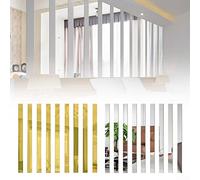 DAZZLEEX 10 Pcs Mirror Tiles, 5X50cm Long Striped Acrylic Mirror Stickers Waist Line Decorative Mirror Wall Stickers for Home Living Room Bedroom DIY Decor (Gold)