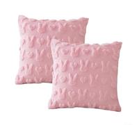 DAZZLEEX 2 Pcs Easter Throw Pillow Covers with Bunny Embroidery Soft Faux Cushion Cases for Sofa Couch Room Bedroom Home Decor 18x18 Inch Pink White Purple(Pink 45x45cm)