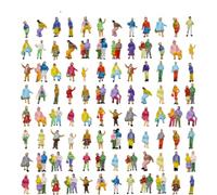 DAZZLEEX 200Pcs Painted Figures 1:200 Scale People Standing Seated Miniature Passerby for Miniature Scenes