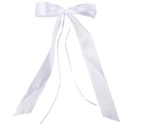 DAZZLEEX 25 Pack White Polyester Ribbon Loops for Wedding Car Decoration Bridal Party Bow Antenna Door Handle Chair Glass Ornament 18-20cm(25pcs)