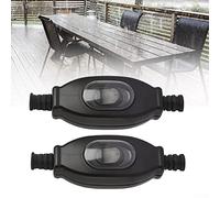 DAZZLEEX 2PCS IP65 Waterproof Intermediate Switch, Black Cord Switch, 3A/250V, 6mm, Pull Actuator, ON-OFF Operation