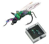 DAZZLEEX 2pcs Realistic Trout Fly Fishing Lures Silicone Insect Imitation Baits with Hooks for Freshwater Saltwater Angling Perch Grayling Bee Pattern Tackle(1-4L)