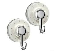 DAZZLEEX 2Pcs Rotary Suction Hooks with Strong Hold for Hanging Items in Tight Spaces Without Tools (White)