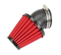 DAZZLEEX 45 Degree Bent Motorcycle Air Intake Filter 48mm Inlet Pod Cone Style for Scooter ATV with Stainless Steel Mesh Red