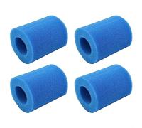 DAZZLEEX 4Pcs Swimming Pool Filter, Reusable Washable Foam Hot-Tub Filter Cartridge Sponge for Intex Type II (Blue) 58094,Replacement Foam Cartridge