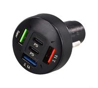 DAZZLEEX 5 Ports Car Charger with LED Display Fast Charging USB C PD .0 Adapter for iPhone Phones Tablets Trucks 12-24V