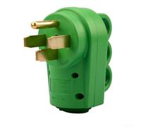 DAZZLEEX 50 Amp RV Male or Female 125/250V Heavy Duty Replacement for Caravan Van Trailer with Handle Nylon Housing Black or Green(Green-Male)