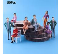 DAZZLEEX 50Pcs 1:87 Painted Figures Model Trains Layout Ho Scale Model Peopl Passenger for Miniature Scenes