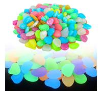 DAZZLEEX 50PCS Glowing Pebbles Glow in the Dark Pebbles Luminous Stones Garden Walkaway Aquarium Fish Tank Mix