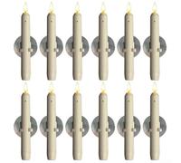 DAZZLEEX 6 or 12 Pack Sensor Window Candles with Suction Cups Dusk to Dawn LED Taper Candles Flickering Flame Battery Operated Roman Style for Christmas Holiday Ho(6pcs)
