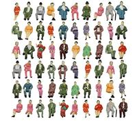 DAZZLEEX 60Pcs All Seated 1:87 Painted Figures Passenger HO Scale Sitting People Railway Scenery Miniature Model Train Layout