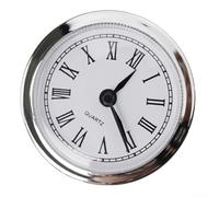 DAZZLEEX 61mm Quartz Clock Insert with Roman Numerals, White Face and Gold or Silvery Trim, DIY Replacement Mechanism for Repairing Broken Clocks(Silvery)