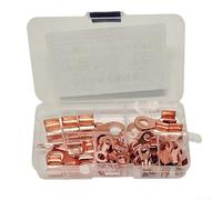 DAZZLEEX 75PCS Bare Copper Battery Cable Connector Set 40A 60A 80A 100A 150A 300A Open Lug Crimp Terminal for Automotive Industrial Wire Splice