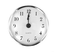 DAZZLEEX 80mm Round Quartz Clock Insert with Gold or Silver Rim, Bold Arabic or Roman Numerals, Transparent Cover, Battery Powered, DIY Replacement for Craft Projects an(silver Arabia)