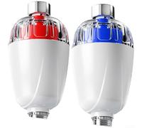 DAZZLEEX ABS Water Heater Filter with Stainless Steel Mesh for Anti Leakage and Electric Protection Removes Sediment Rust for Shower Washing Machine Red Blue(A Red And Blue Pair)