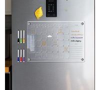DAZZLEEX Acrylic Calendar Boards, Magnetic Acrylic Calendar, Fridge Magnet, Monthly Weekly Planner with 6 Plan Making Pens (for A4)