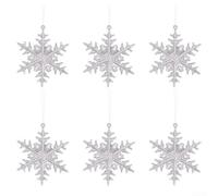 DAZZLEEX Acrylic Christmas Snowflake Pendant Decorations for Tree Window Hanging Holiday Ornaments Set of 12 White 4.5x4.5 cm to 11x11 cm(9CM*9pcs)