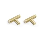 DAZZLEEX Cabinet Handles,Kitchen Cabinet Door Drawer Cupboard Knurled T Bar Knob Gold 2pcs