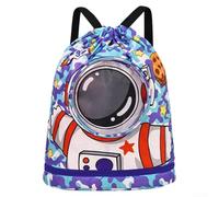 DAZZLEEX Children's Swimming Backpack with Dry and Wet Separation Drawstring Bag for Beach Gym and Travel Featuring Shoe Compartment Polyester 30x20x8cm Blue or Purple(A)