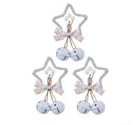 DAZZLEEX Christmas Five-Pointed Star Bell Accessories Pendant Tree Bow Bell Ornaments Holiday Decorations For Home Door Wall Hanging 9X14cm (White)