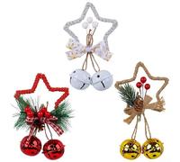 DAZZLEEX Christmas Five-Pointed Star Bell Accessories Pendant Tree Bow Bell Ornaments Holiday Decorations For Home Door Wall Hanging 9X14cm (Color Mixing)