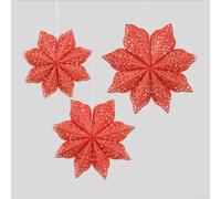 DAZZLEEX Christmas Origami Paper Snowflake Hanging Ornament Set - Festive Window & Wall Decor, 35x35cm / 45x45cm / 55x55cm, Pink Red Yellow Blue Green Purple, Lightweigh(Red)