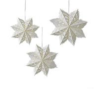 DAZZLEEX Christmas Snowflake Decorations Set of 3 White Origami Paper Ornaments DIY Holiday Decor for Home Party Window(8-point snowflake 3-piece set D)