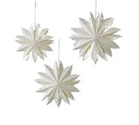DAZZLEEX Christmas Snowflake Decorations Set of 3 White Origami Paper Ornaments DIY Holiday Decor for Home Party Window(15-corner snowflake 3-piece set B)