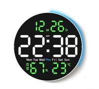 DAZZLEEX Digital LED Wall Clocks With Remote Control Calendar Temperature Display Memory Function Auto Brightness Adjustment Home Office Clock With 12/24 Hour Display(green)