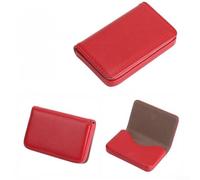 DAZZLEEX Efficiently Designed PU Leather Card Holder Keep Your Professional Identity Organized in Style (red)