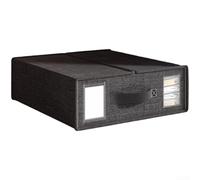 DAZZLEEX Foldable Non-Woven Fabric Storage Box for Bedding Clothes Quilts and Blankets with Cover Gray 38 x 33 x 11 cm(Black)