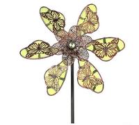 DAZZLEEX Garden decoration, 25 * 90cm Fluorescent Butterfly Windmill, Metal Garden Decoration, Absorbs Sunlight, Glows in Dark (Green)