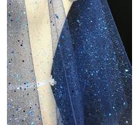 DAZZLEEX Glitter Tulle Fabric Soft Dress Net Sheer Mesh,Shiny Sheer Fabric For DIY Wedding Dresses And Crafts 150cm*91.5cm(dark blue)