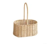 DAZZLEEX Handmade Wicker Easter Basket Set Colorful Natural Vine Flower Basket with Sturdy Handle for DIY Egg Hunt Party Home Decor Storage Cream(B)