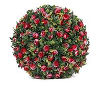 DAZZLEEX Landscaping Grass Ball,Artificial Rose Flower Balls Topiary Hanging Garden Basket Plant UV Stable(G 25cm)