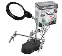 DAZZLEEX LED Magnifying Lamp with 3.5X Glass Lens and Flexible Gooseneck for Soldering Rework Station Board Repair with Toothed Clips and Iron Holder