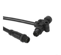 DAZZLEEX Marine M12-5P 3 Way T Splitter Cable for NMEA 2000 Backbone Drop IP67 Waterproof Threaded Connector for Garmin Simrad Navigation Sensor Black 20cm