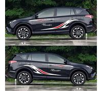DAZZLEEX Mountain Car Decals, Waterproof Stickers Car Truck SUV Side Body Decals Vinyl Graphics Decal White Red Stripes