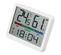DAZZLEEX Multi-Functional LCD Wall Clock with Temperature and Humidity Monitor Digital Thermohygrometer Alarm Display for Home Office Bedroom White or Black(White)