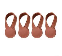 DAZZLEEX Pack of 4 Leather Magnetic Towel Holders with Strong Grip for Home Organization, Versatile Clips for Adjusting Clothing Length or Hanging Towels, Compact Portab(Brown)