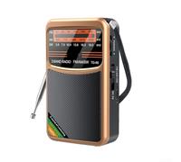 DAZZLEEX Pocket Handheld Radio AM/FM/SW Radio Full Band Full Channel Mini Radio Multi-function Full Band Radio(Gold)