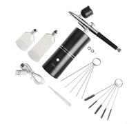 DAZZLEEX Portable Cordless Airbrush Kit with Adjustable Pressure Compressor, 0.3mm Tip for Precision Auto Paint Detailing, Three Cup Capacities, Quick USB Charging, Suit(Black B)