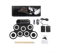 DAZZLEEX Portable Electronic Drum Set with Built-in Speaker and Pedals, Silicone Roll Up Drum Kit with Drumsticks Practice Pad for Kids Adults Birthday or Christmas Gifts(White)