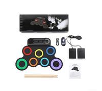 DAZZLEEX Portable Electronic Drum Set with Built-in Speaker and Pedals, Silicone Roll Up Drum Kit with Drumsticks Practice Pad for Kids Adults Birthday or Christmas Gifts(Colorful)