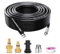 DAZZLEEX Pressure Washer Drain Cleaning Kit With Flexible Hose For Karcher For Lavor For Black & Decker ForParkside 4 Jet Outlets For Unclogging Drains(10M)