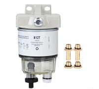 DAZZLEEX R12T Fuel Filter Water Separator Complete Kit Marine Spin-On for 3/8 Inch NPT Outboard Motors with Reusable Bowl and Self-Venting Drain 15 GPH Flow Rate