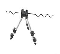 DAZZLEEX Retractable Fishing Rod Holder Tripod, Aluminum Alloy Foldable Stand Adjustable Length Multi-Rod Support Stable Spike Base For Sea Beach Shore Pier Tackle(A Silver)